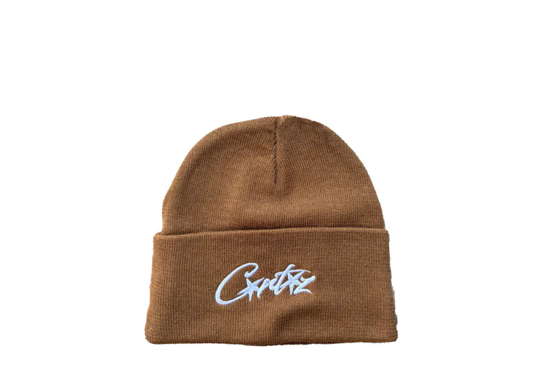 Corteiz Allstarz Folded Brown Beanie
