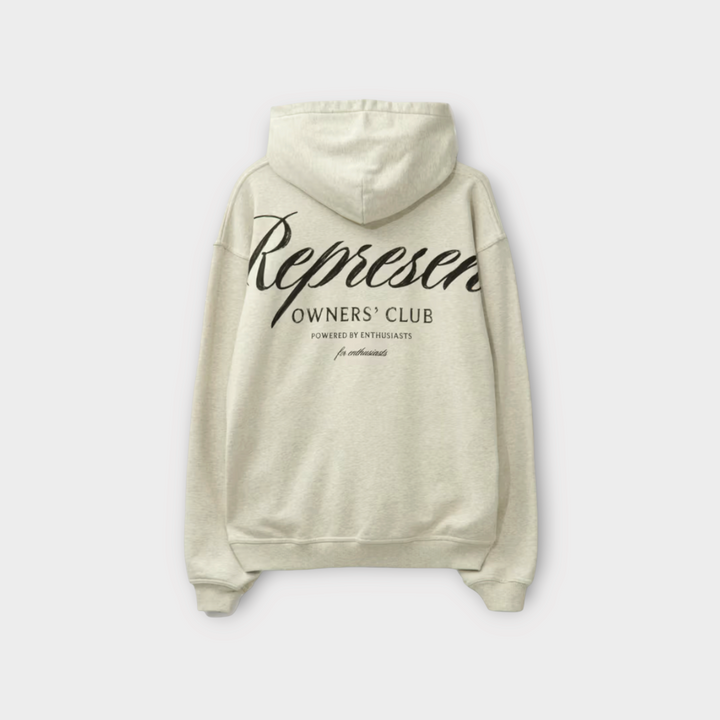 Represent Owners Club Script Hoodie Cream Marl
