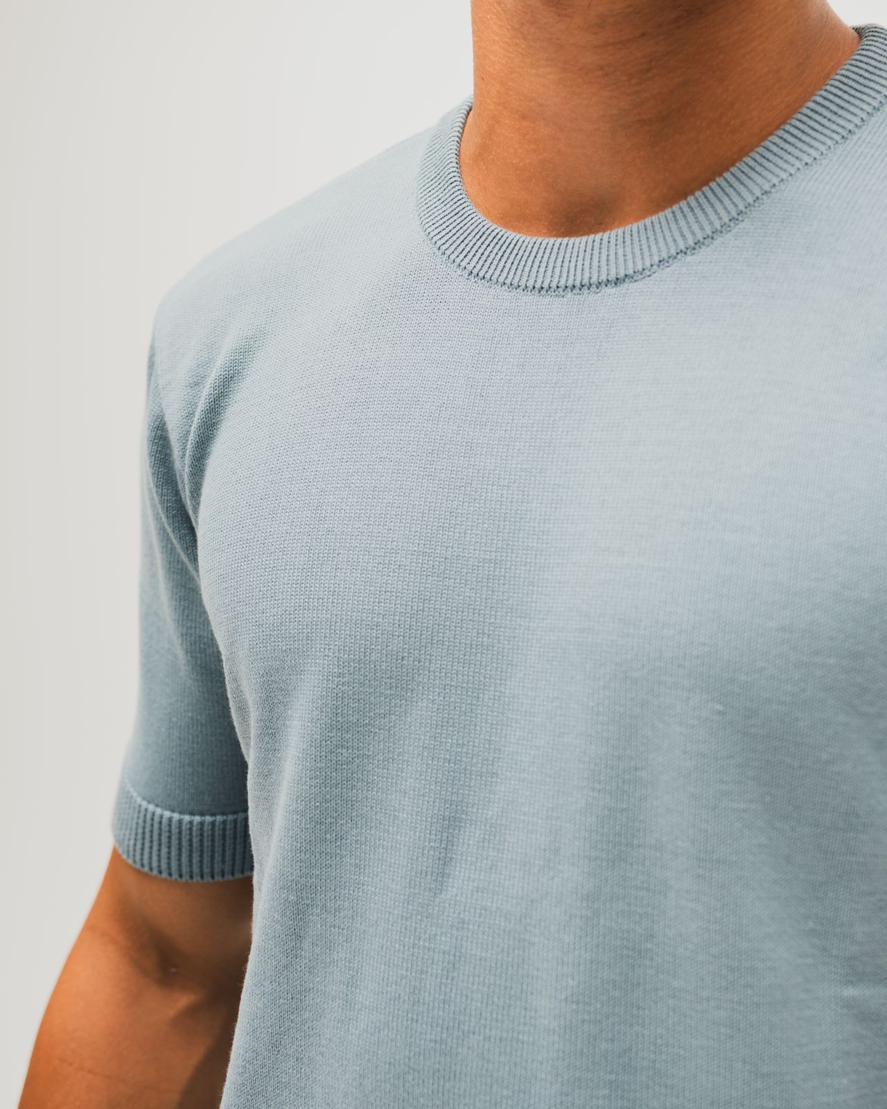 TakeOver Blue Grey Basic Knit Tee
