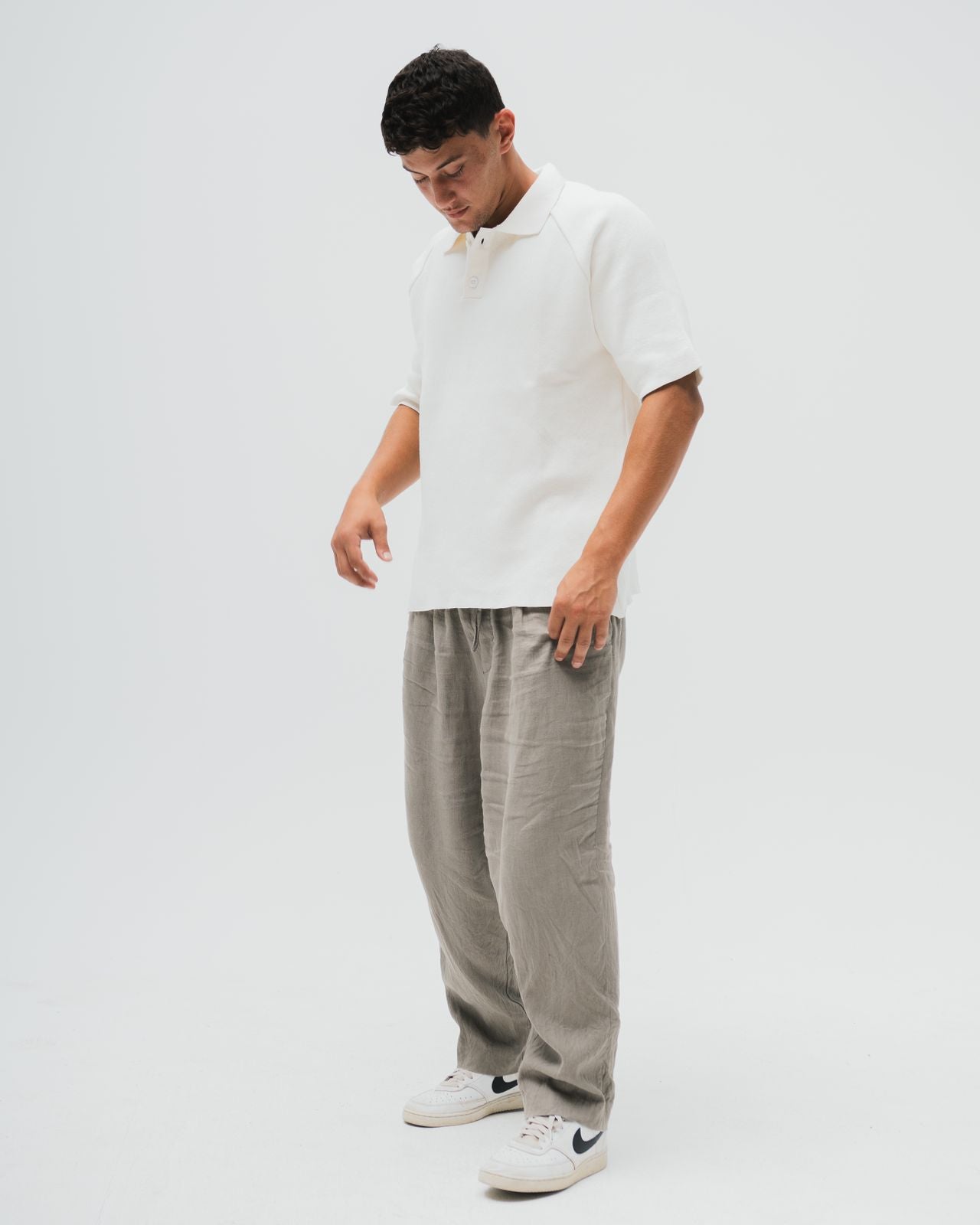 TakeOver Off White Basic Knit Polo