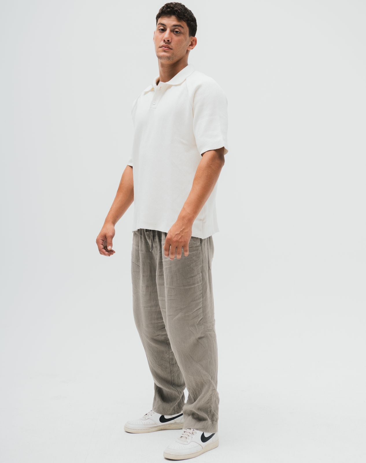 TakeOver Off White Basic Knit Polo