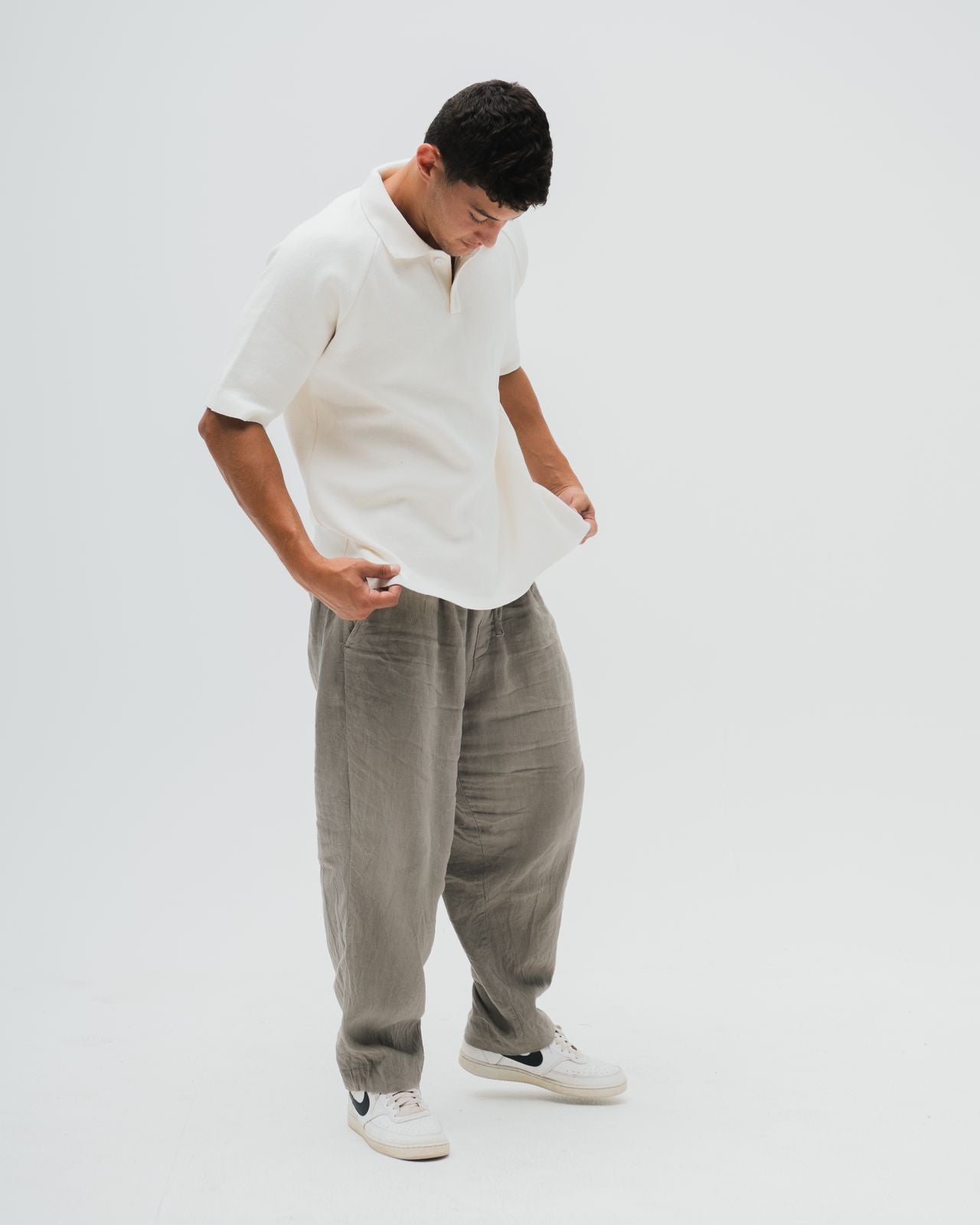 TakeOver Off White Basic Knit Polo