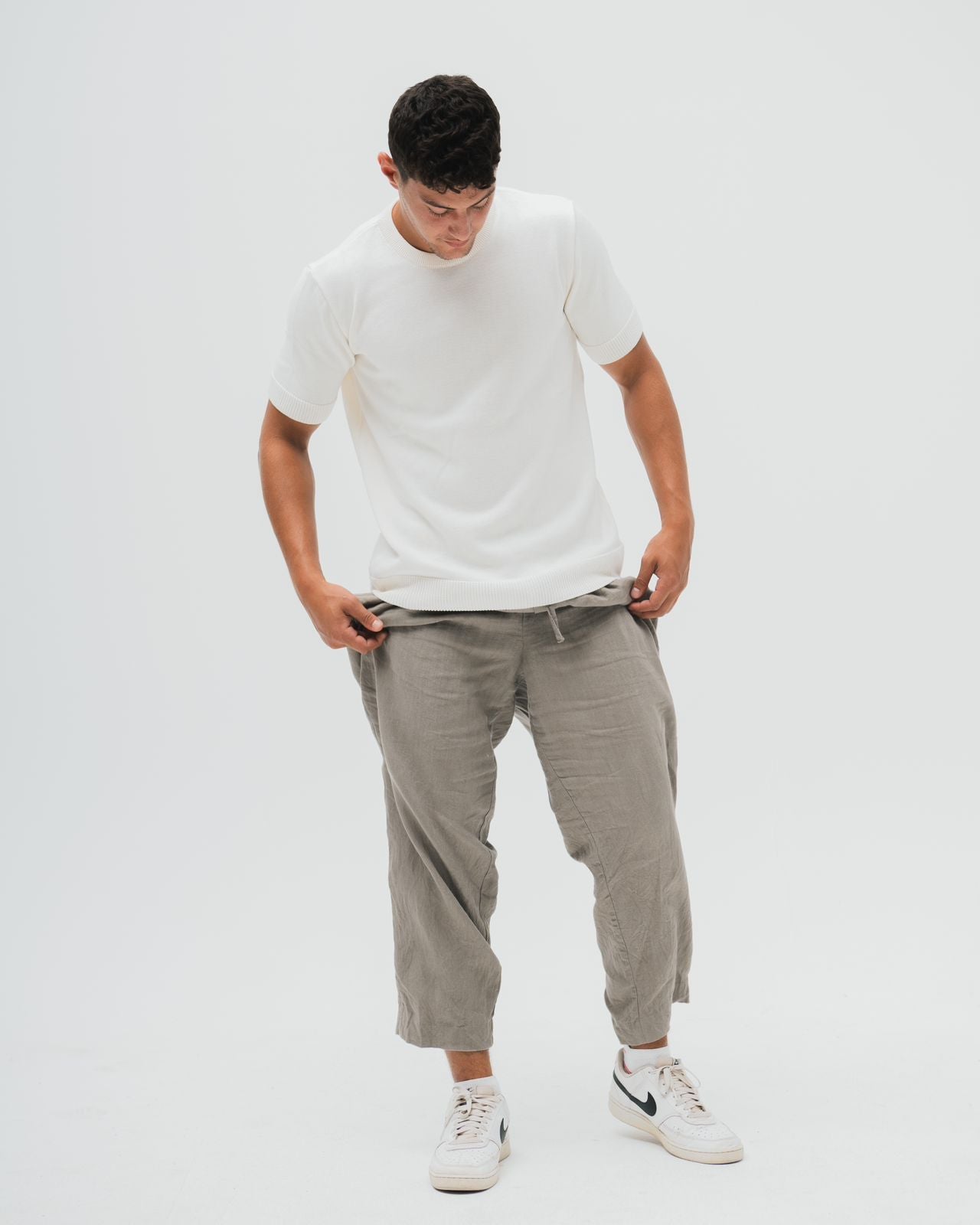 TakeOver Off White Basic Knit Tee