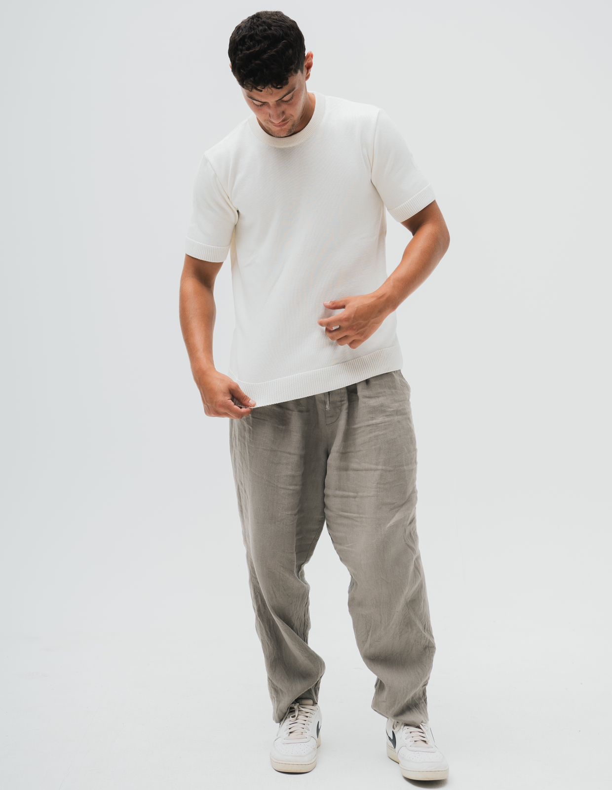 TakeOver Off White Basic Knit Tee
