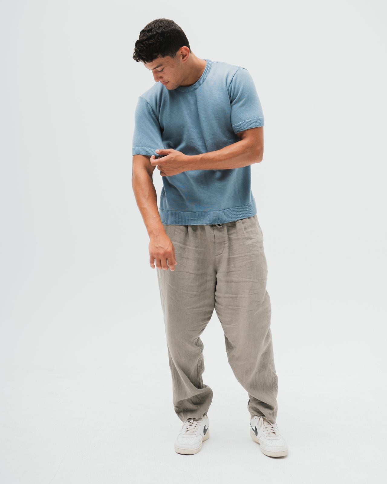 TakeOver Blue Grey Basic Knit Tee
