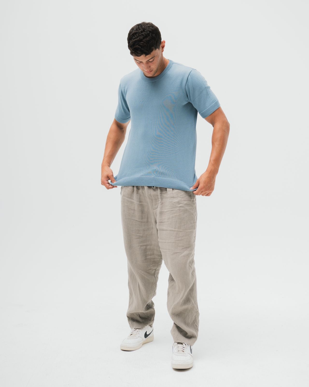 TakeOver Blue Grey Basic Knit Tee