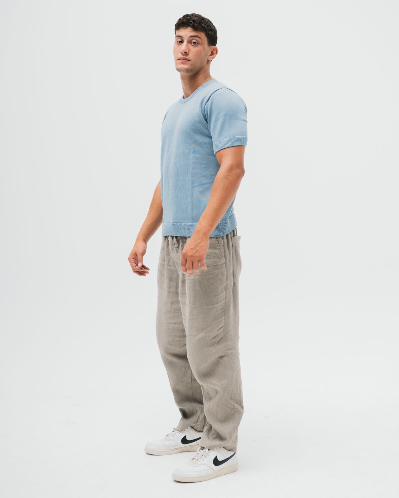 TakeOver Blue Grey Basic Knit Tee