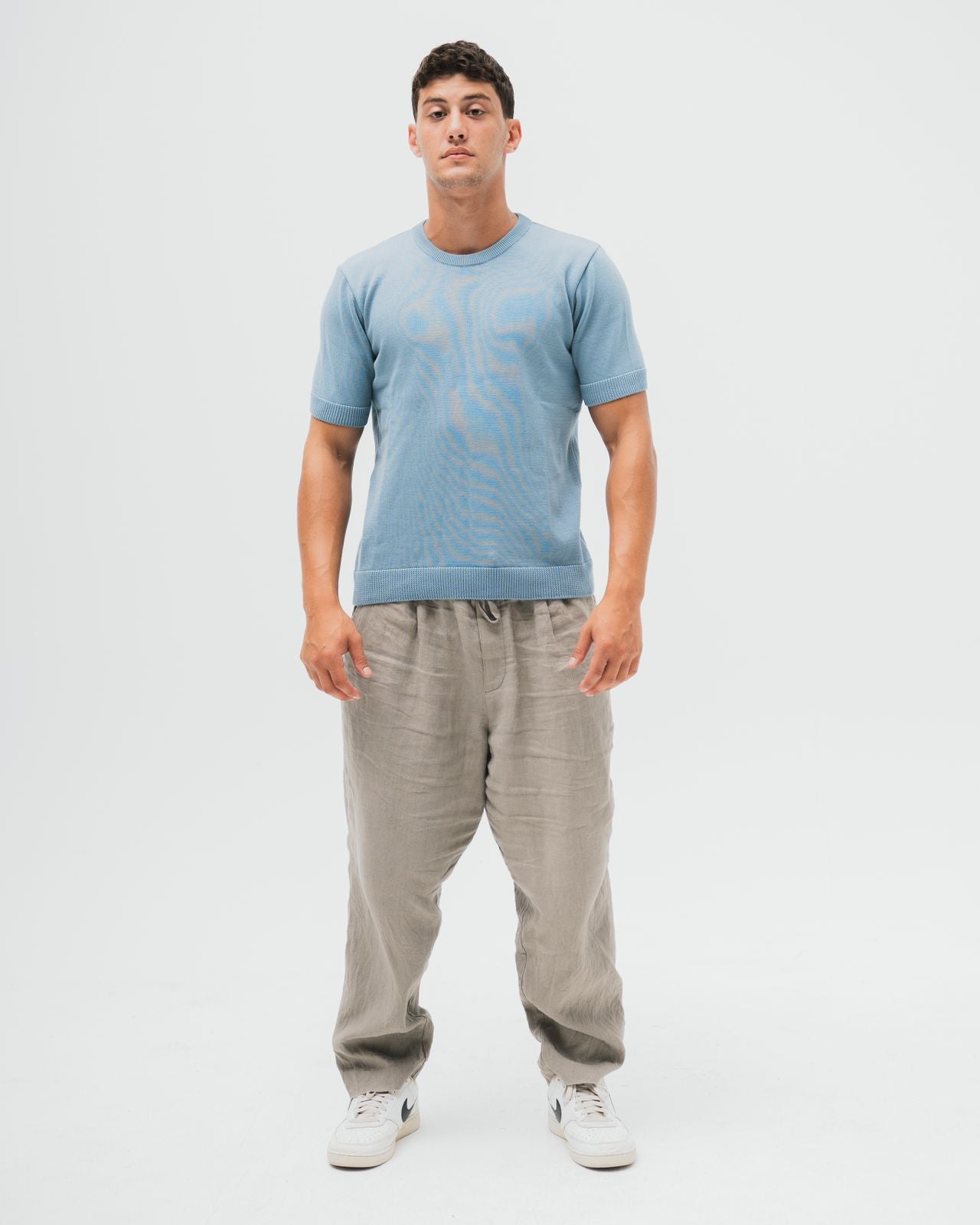 TakeOver Blue Grey Basic Knit Tee