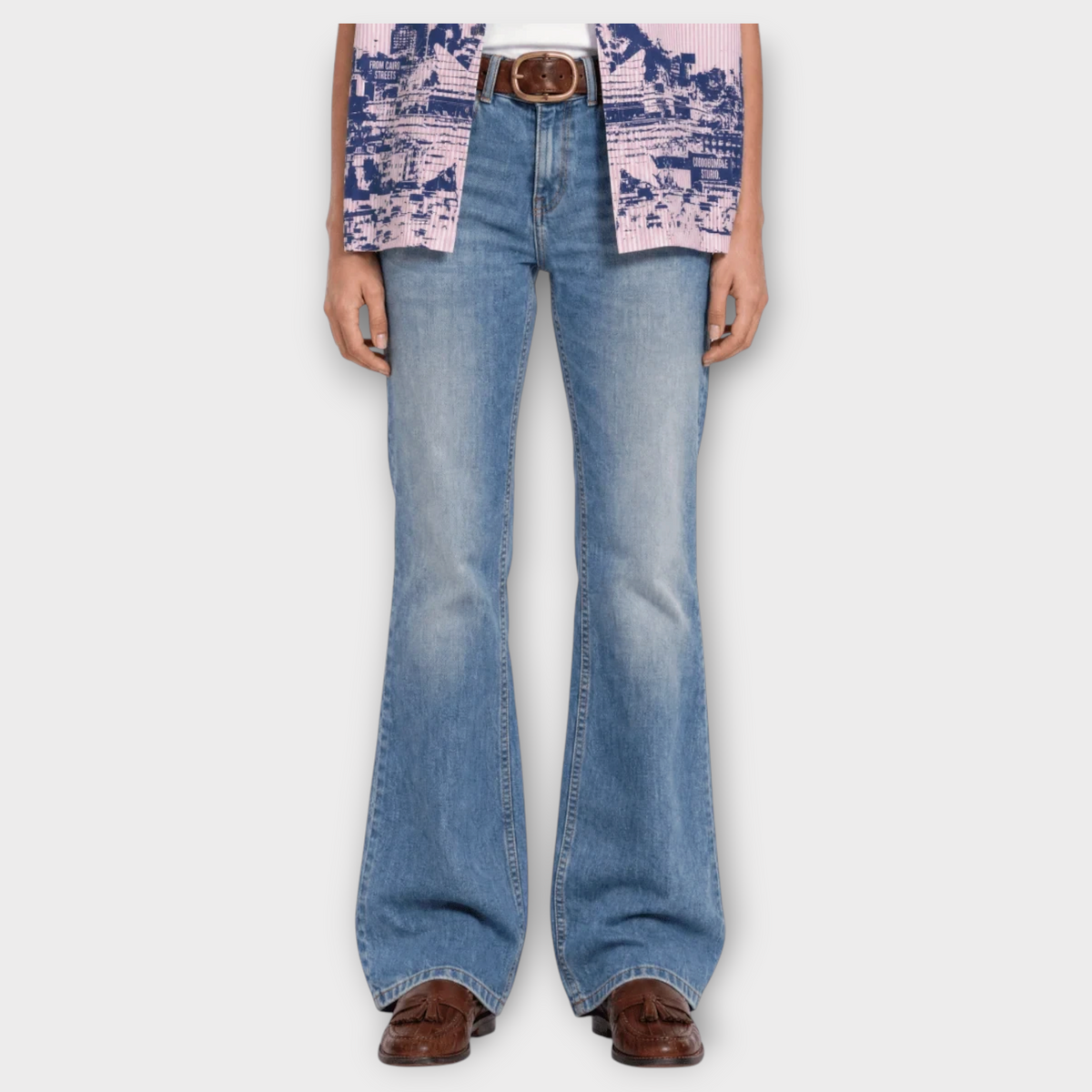 Flared Women Blue Jeans, view 2