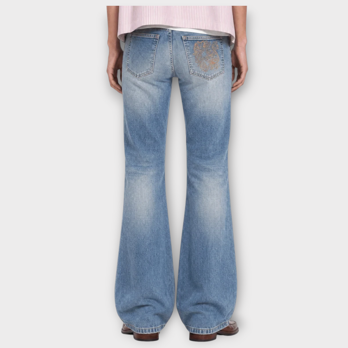 Flared Women Blue Jeans, view 3