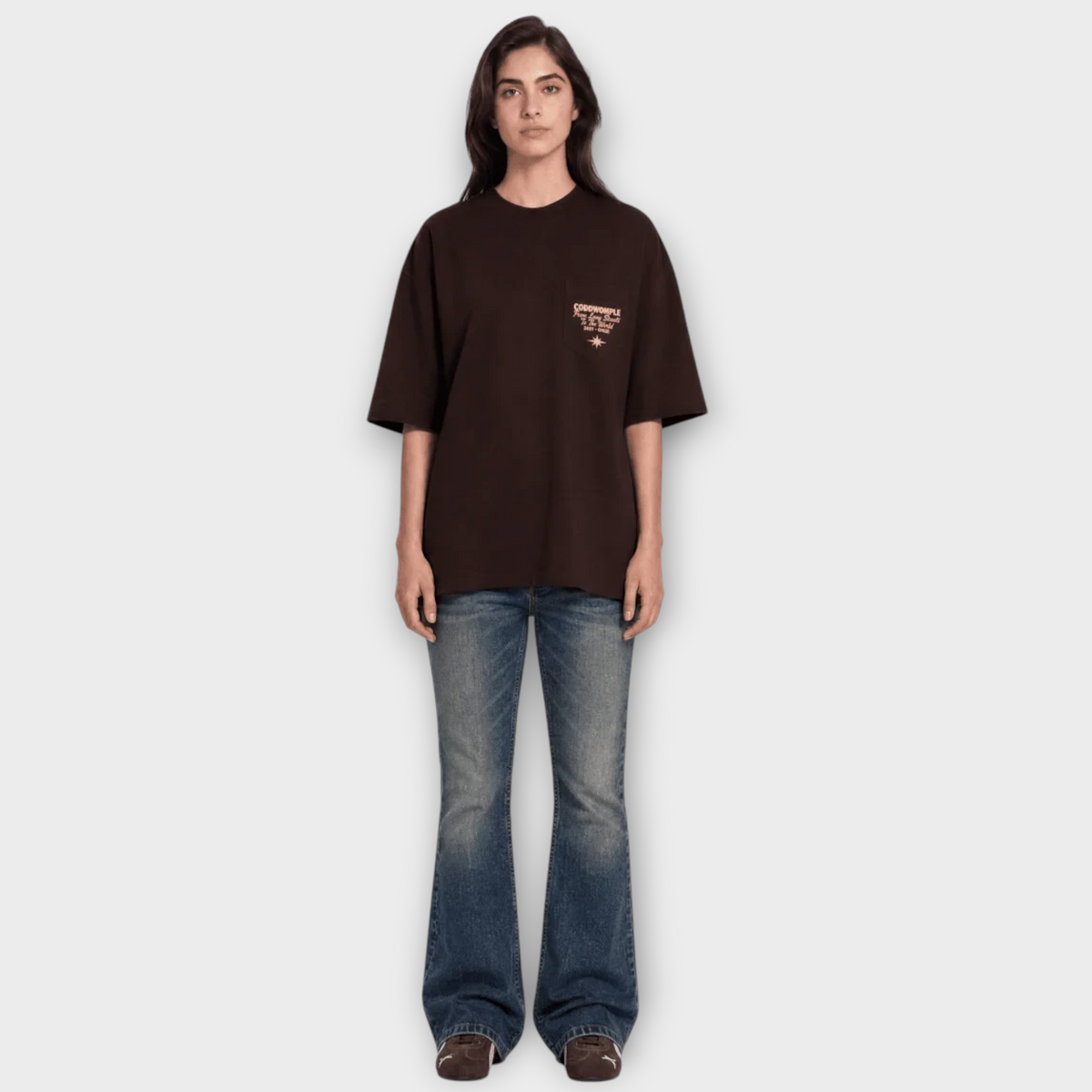 Flared Women Faded Jeans, view 3