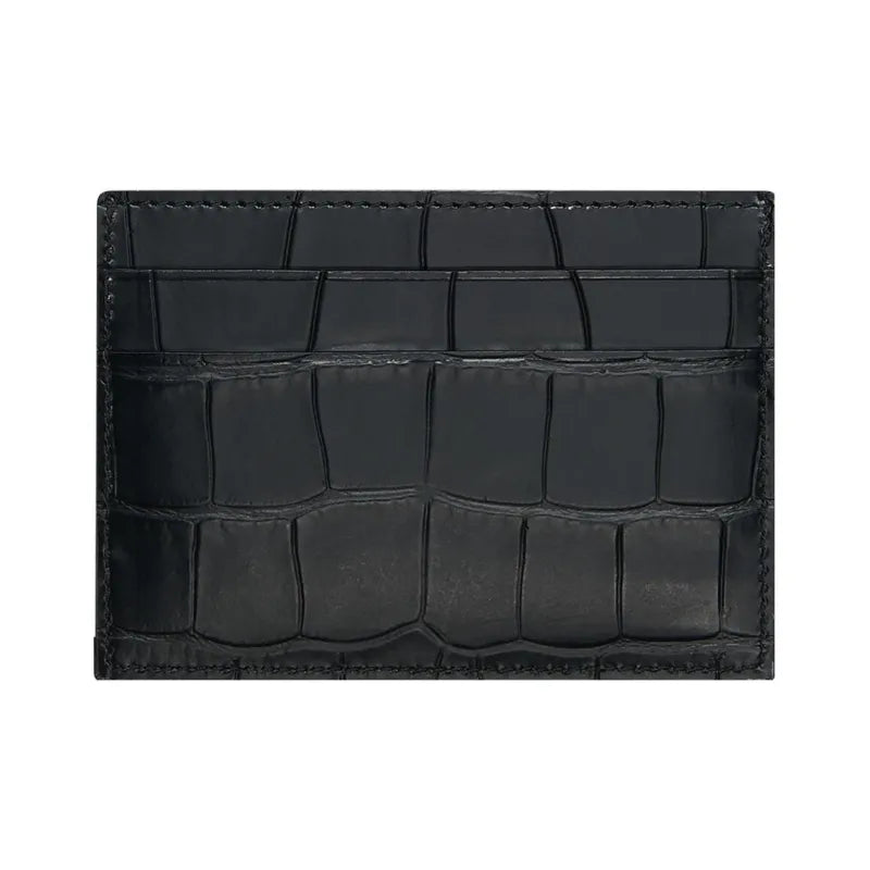 Balenciaga Card Holder Crocodile Embossed Black