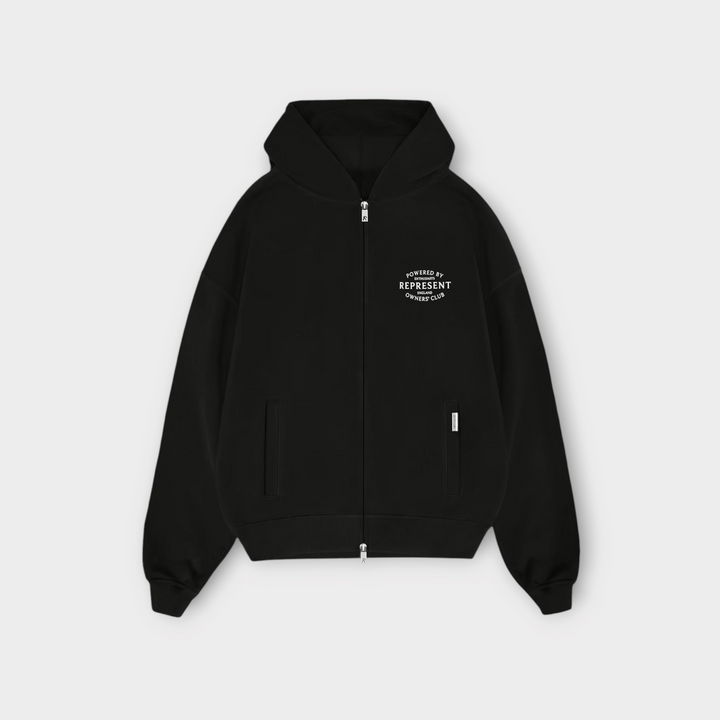 Represent Owners Club Stamp Jet Black Zip Up Hoodie