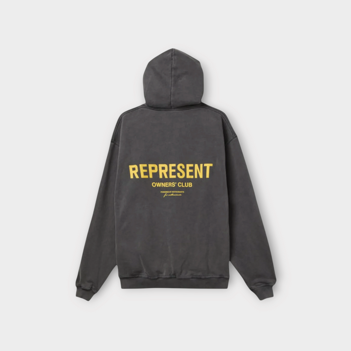 Represent Owners Club Vintage Grey / Yellow Hoodie