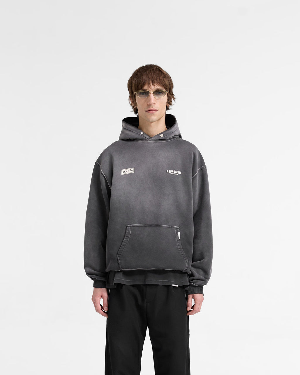 Represent X Oasis Owners Club Hoodie Stained Black