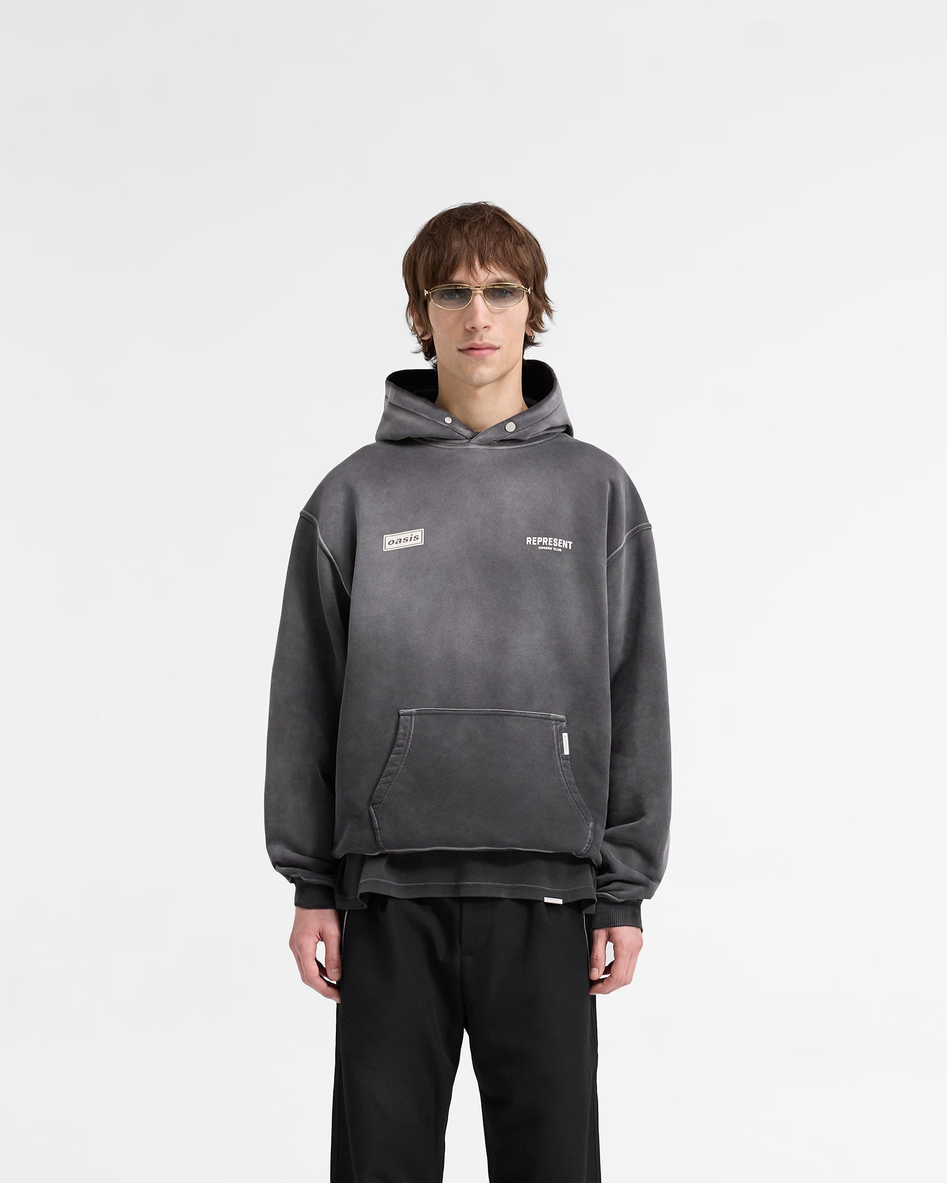Represent X Oasis Owners Club Hoodie Stained Black
