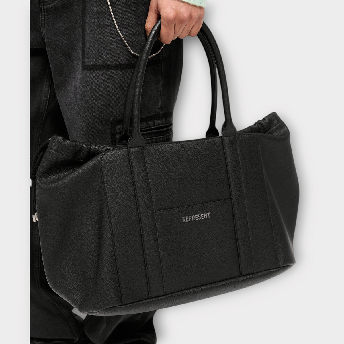 Represent Leather Holdall Jet Black, view 2