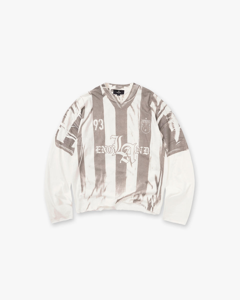Represent Printed Long Sleeve Football Top Flat White
