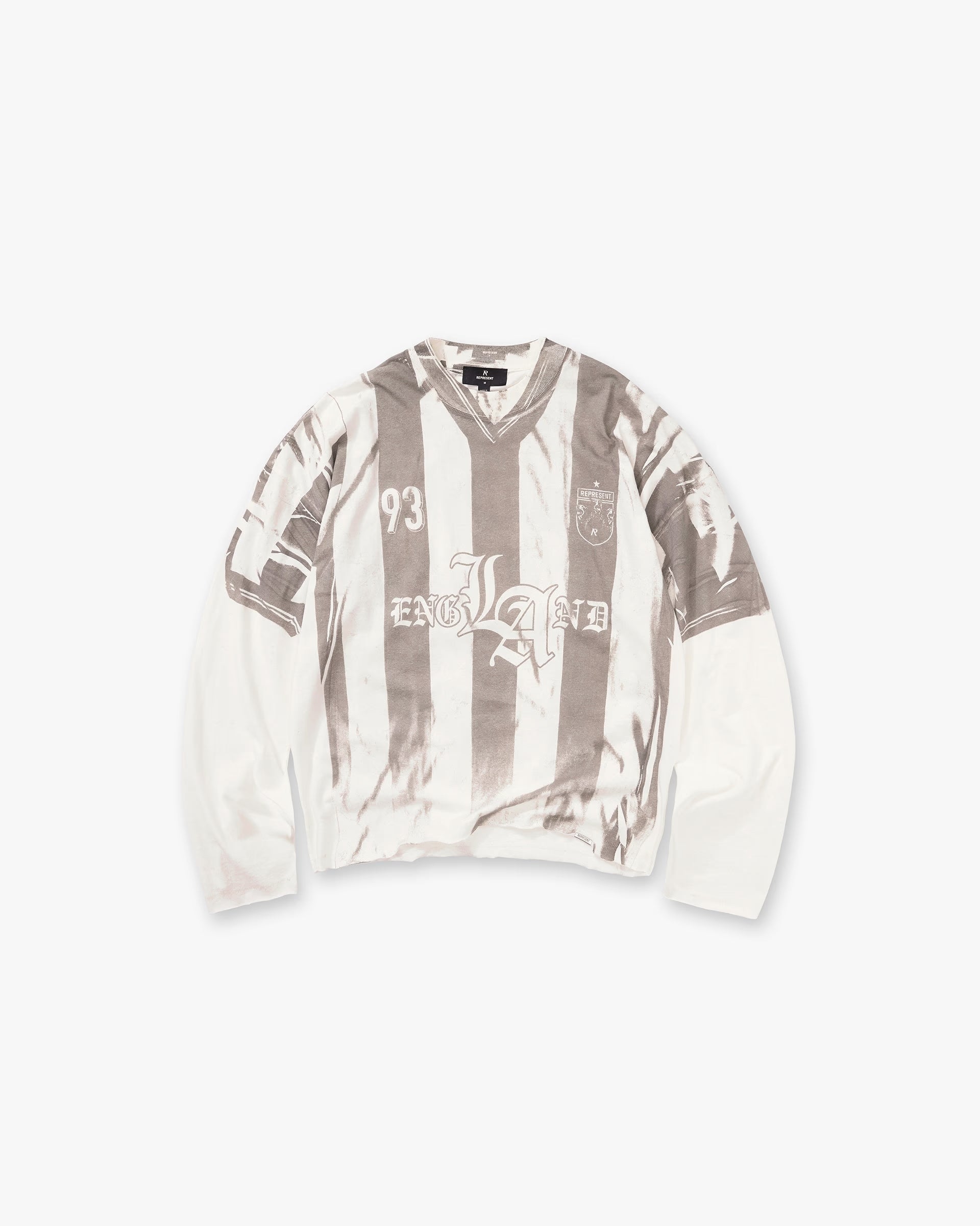 Represent Printed Long Sleeve Football Top Flat White