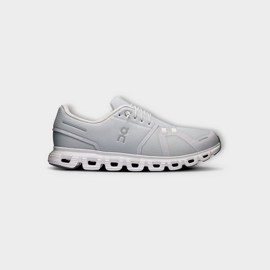 Drop On Cloud 6 men's running shoe in glacier grey and white with breathable mesh upper and signature sole technology