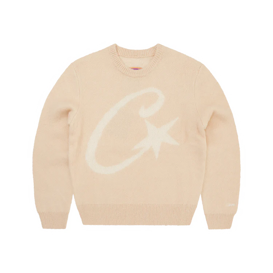 Corteiz C STAR MOHAIR Cream Knit Sweater