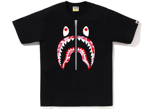 BAPE ABC Camo Shark Silver Zip Tee Black Pink