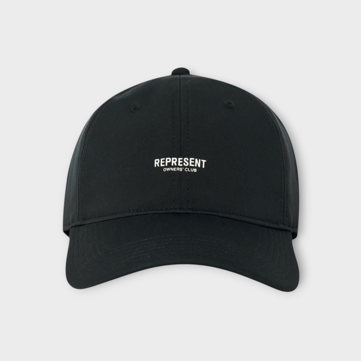 Drop Represent Micro Owners Club jet black baseball cap with white embroidered logo on the front