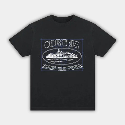 Corteiz Math Alcatraz Black Blue T-Shirt