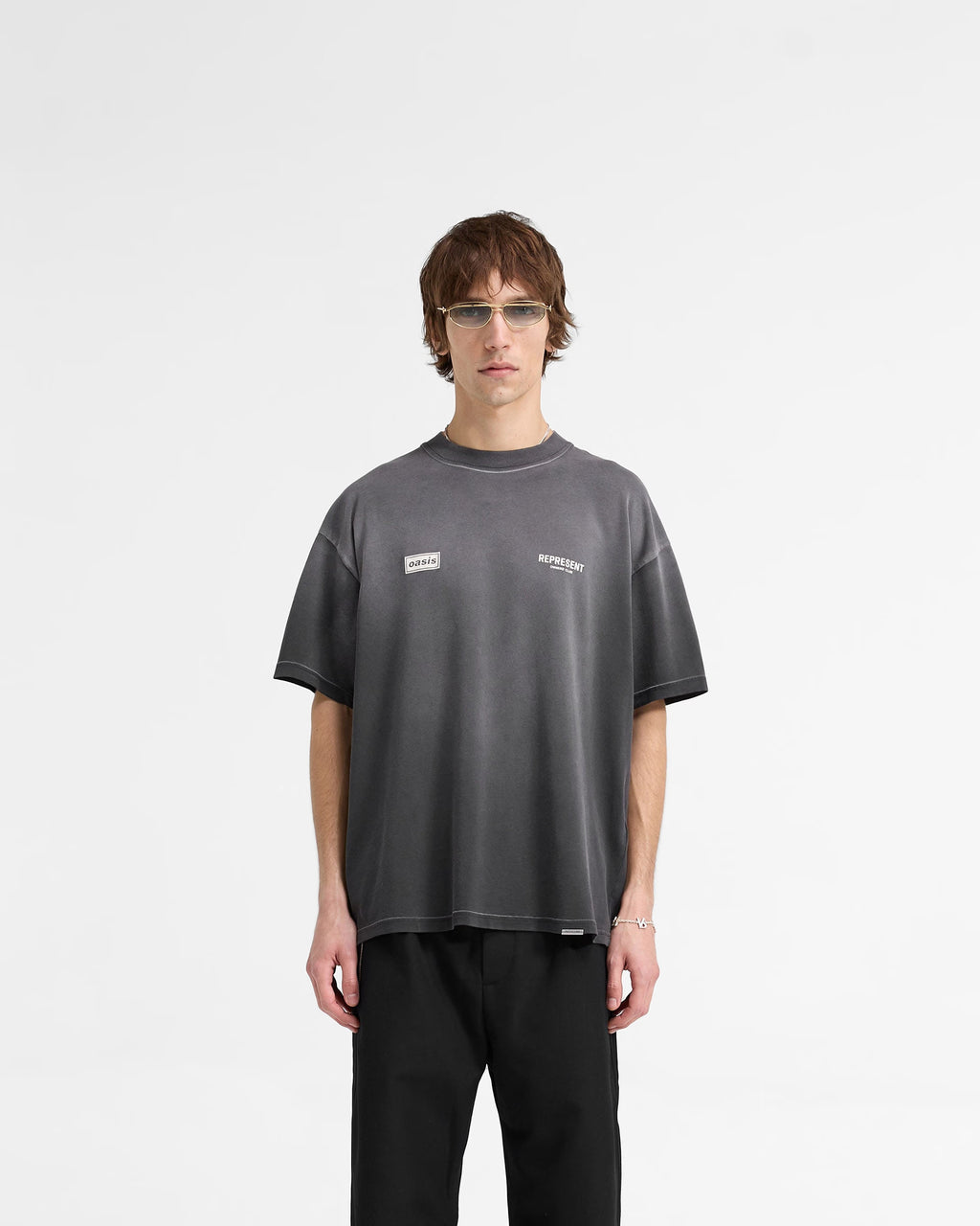 Represent X Oasis Owners Club T-Shirt Stained Black