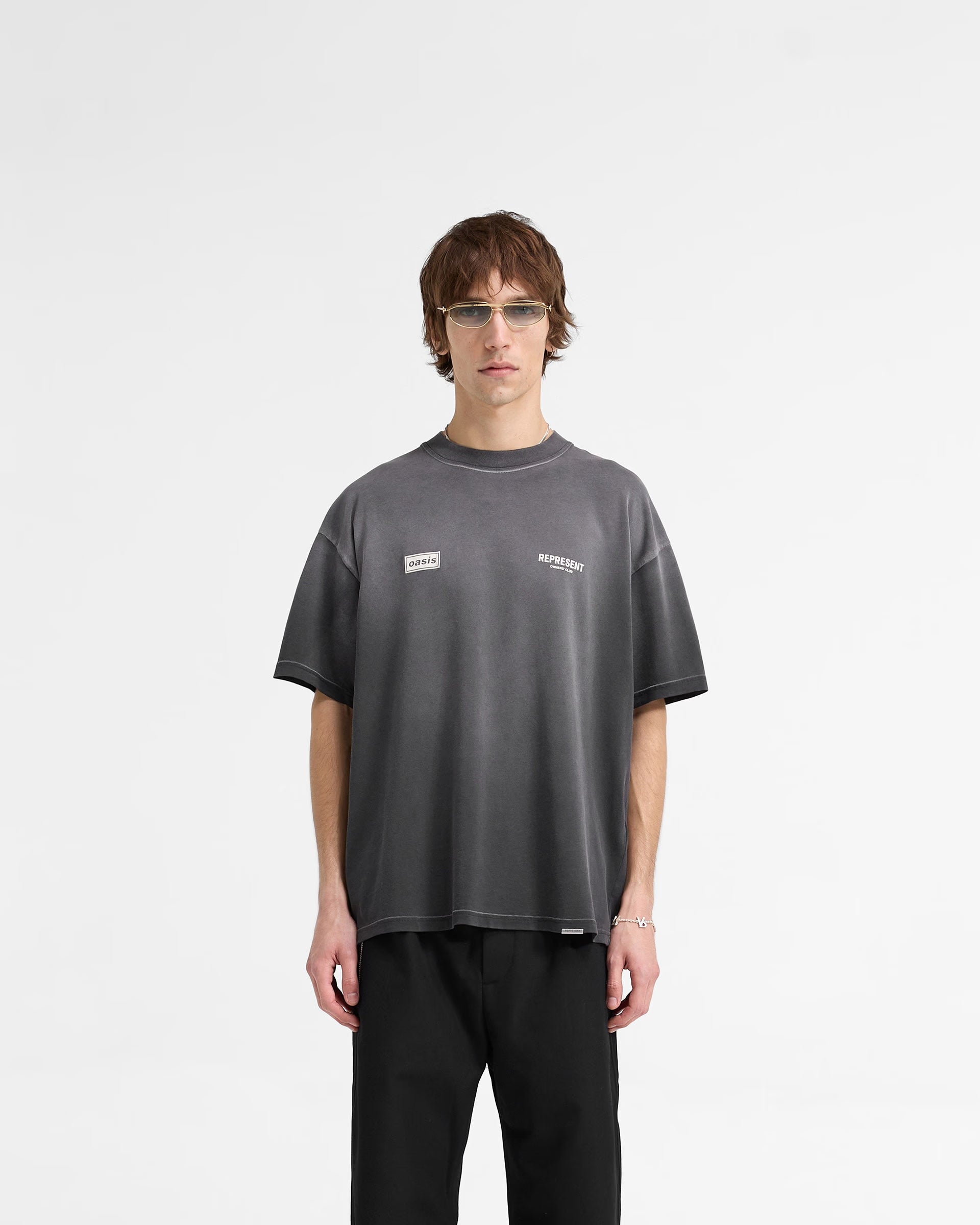 Represent X Oasis Owners Club T-Shirt Stained Black
