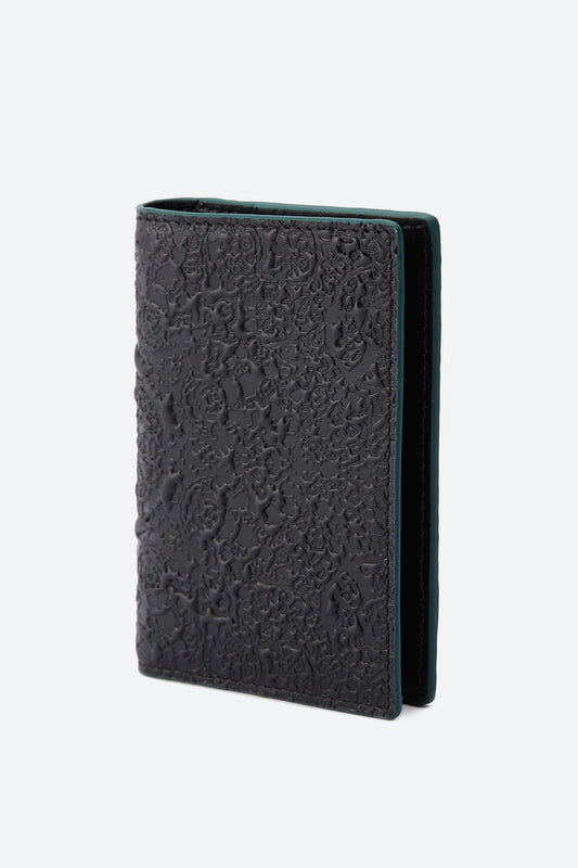 Les Benjamins Embossed Black Leather Card Holder