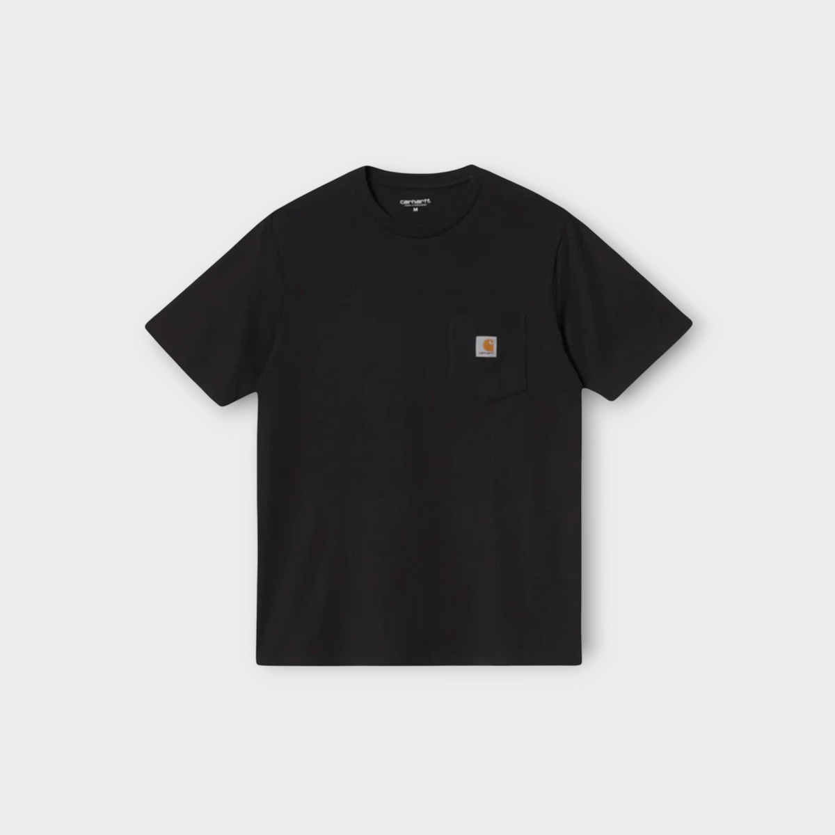Drop Carhartt WIP black short sleeve t-shirt with a chest pocket and iconic square logo patch