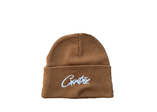 Corteiz Allstarz Folded Brown Beanie