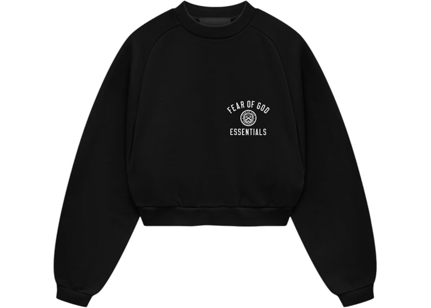 Essentials Fear Of God University Fleece Cropped Crewneck Black