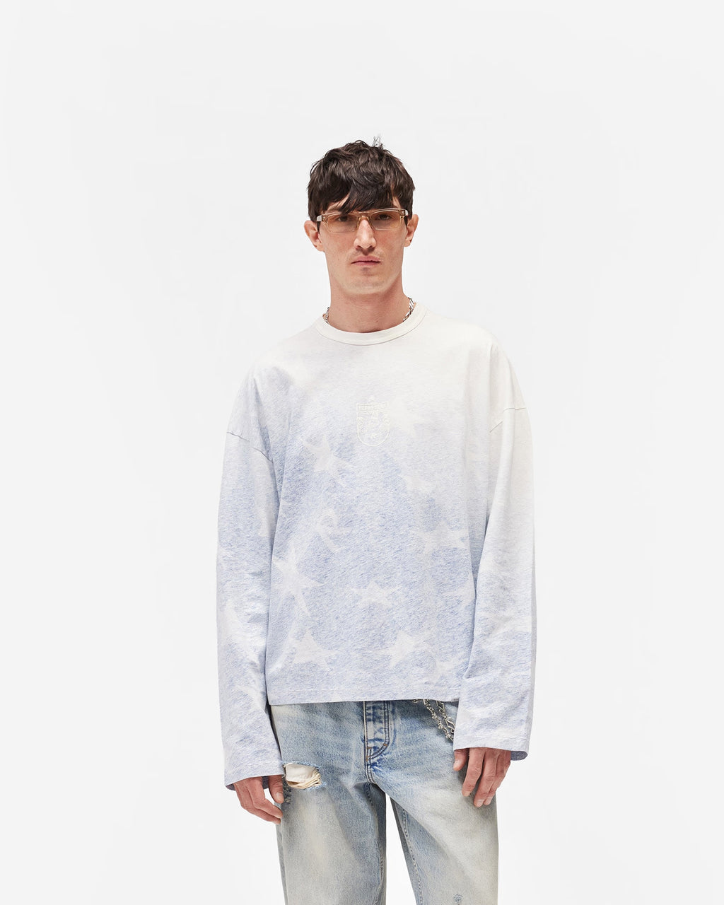 Represent USA Long Sleeve Football Top Washed Blue