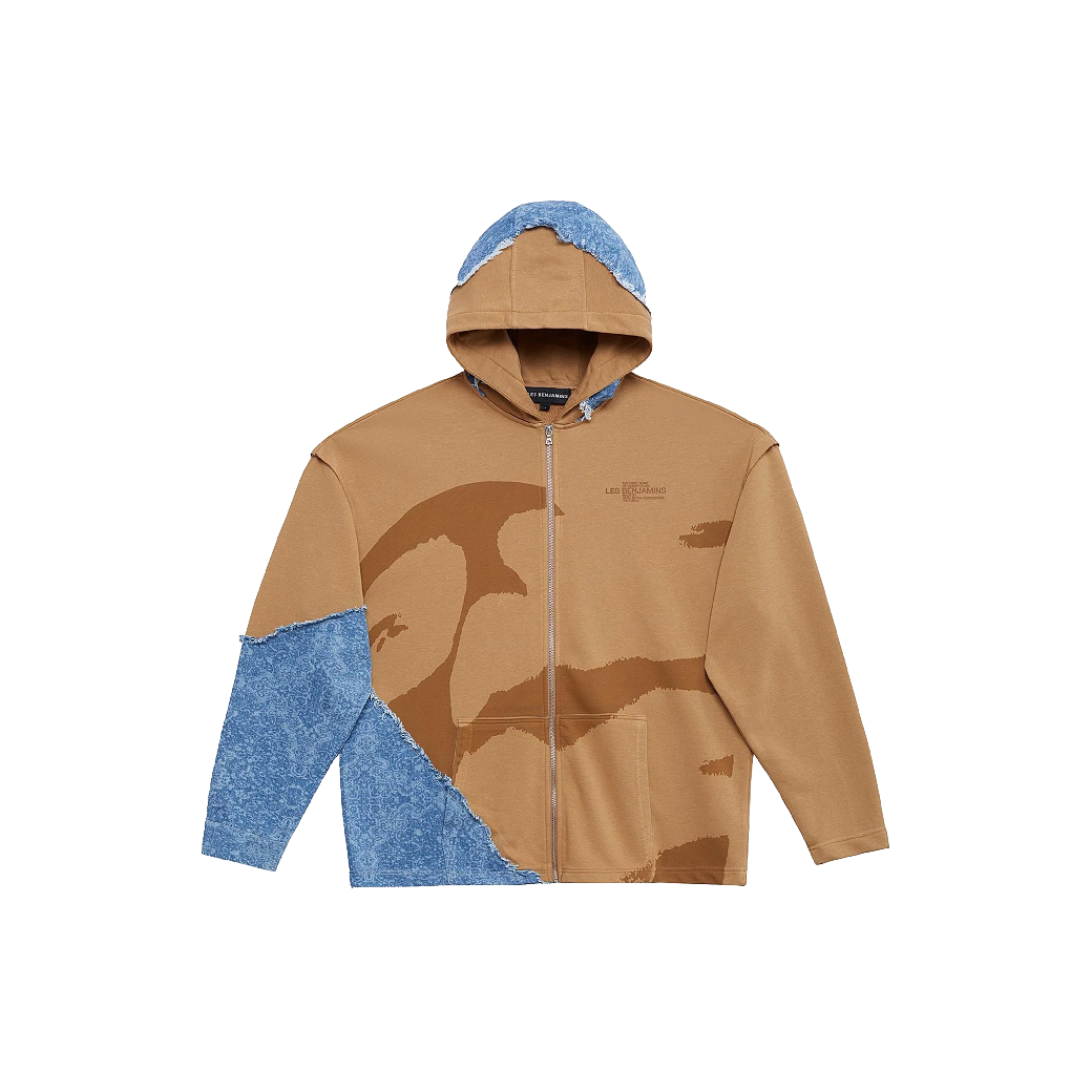 Les Benjamins Beige Oversized Zip-Up Hoodie