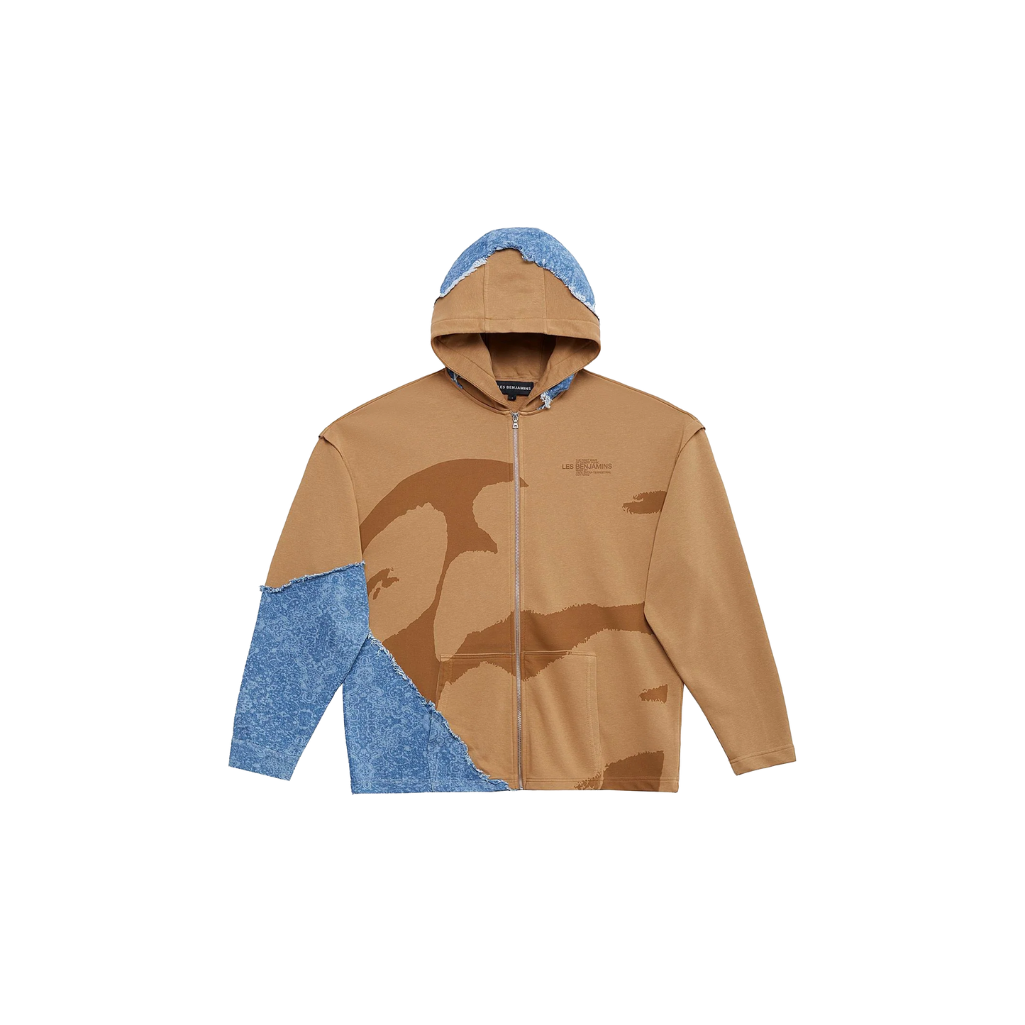 Les Benjamins Beige Oversized Zip-Up Hoodie