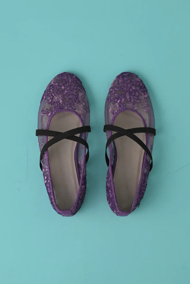 Sole 22 The Lattice Ballerina Purple Embroidery