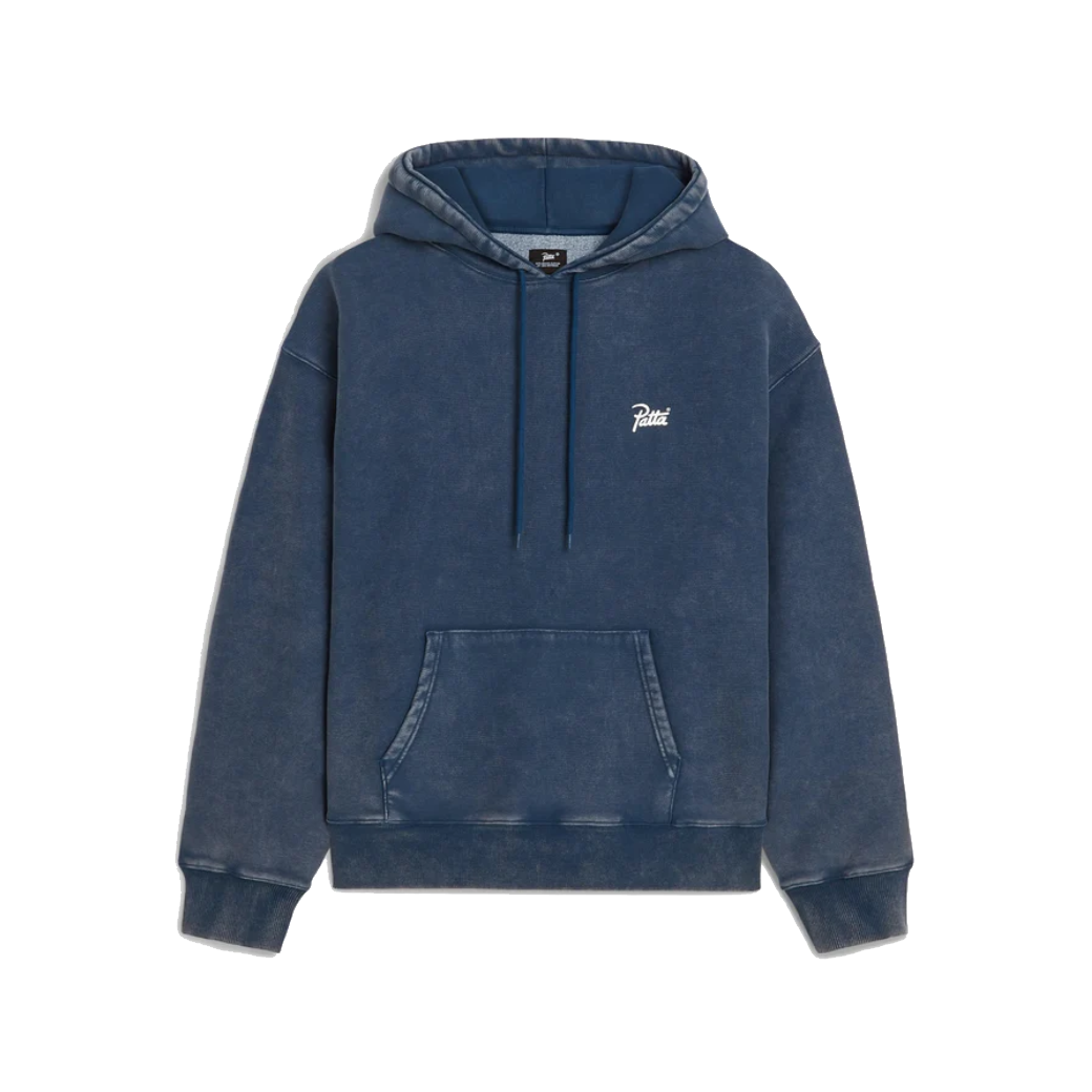 Patta Classic Acid Washed Hooded Sweater Estate Blue