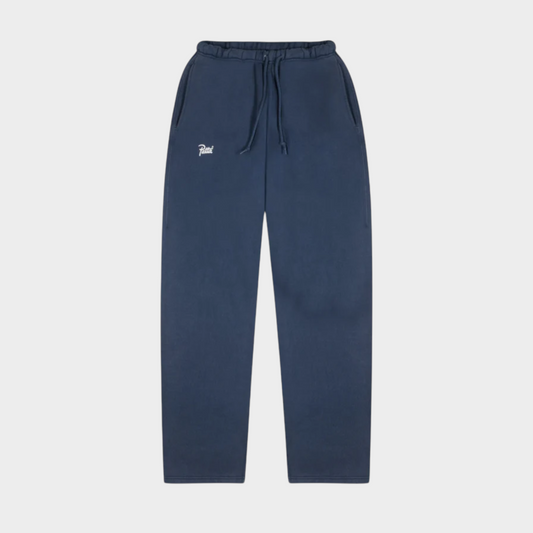 Drop Patta Classic acid washed straight leg jogging pants in estate blue with an elastic drawstring waist