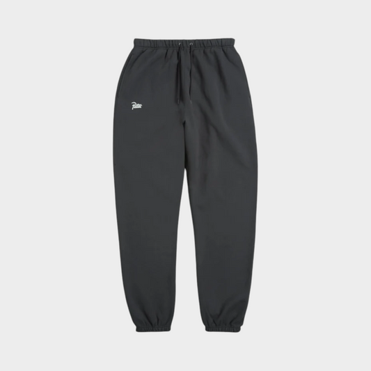 Drop Patta Classic jogging pants in forged iron grey with an elasticated waistband and white logo embroidery