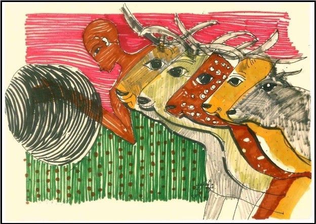 Nehad Saeed 15 x 20 cm Markers on paper