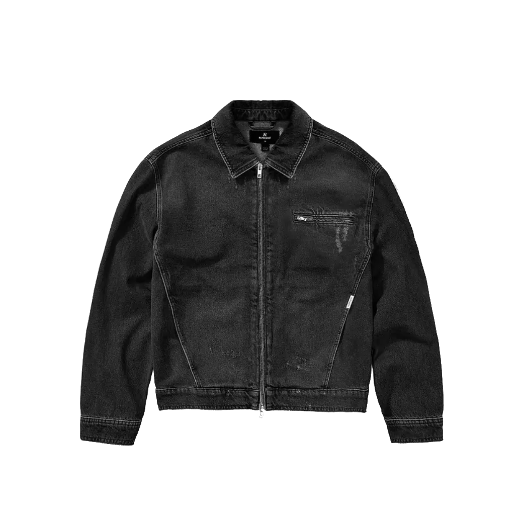 Represent Collared Denim Jacket Aged Black