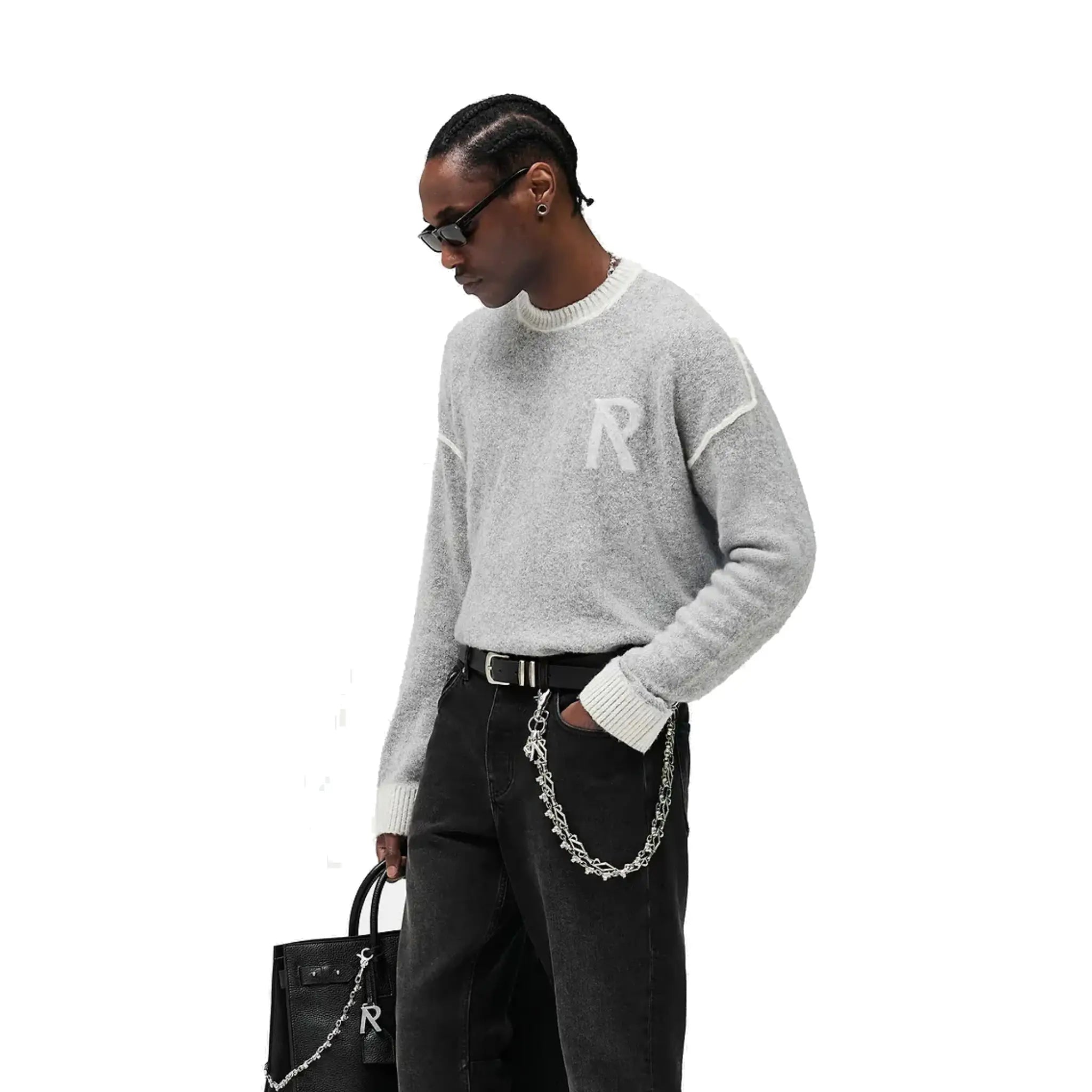 Represent Laurel Knit Sweatshirt Sun Fade Grey