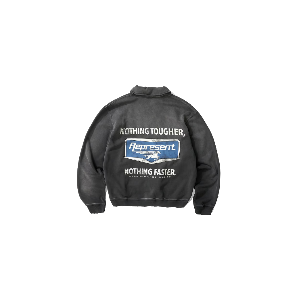 Represent Nothing Faster Quarter Zip Sweatshirt Stained Black