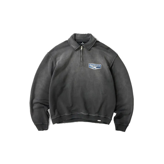 Represent Nothing Faster Quarter Zip Sweatshirt Stained Black