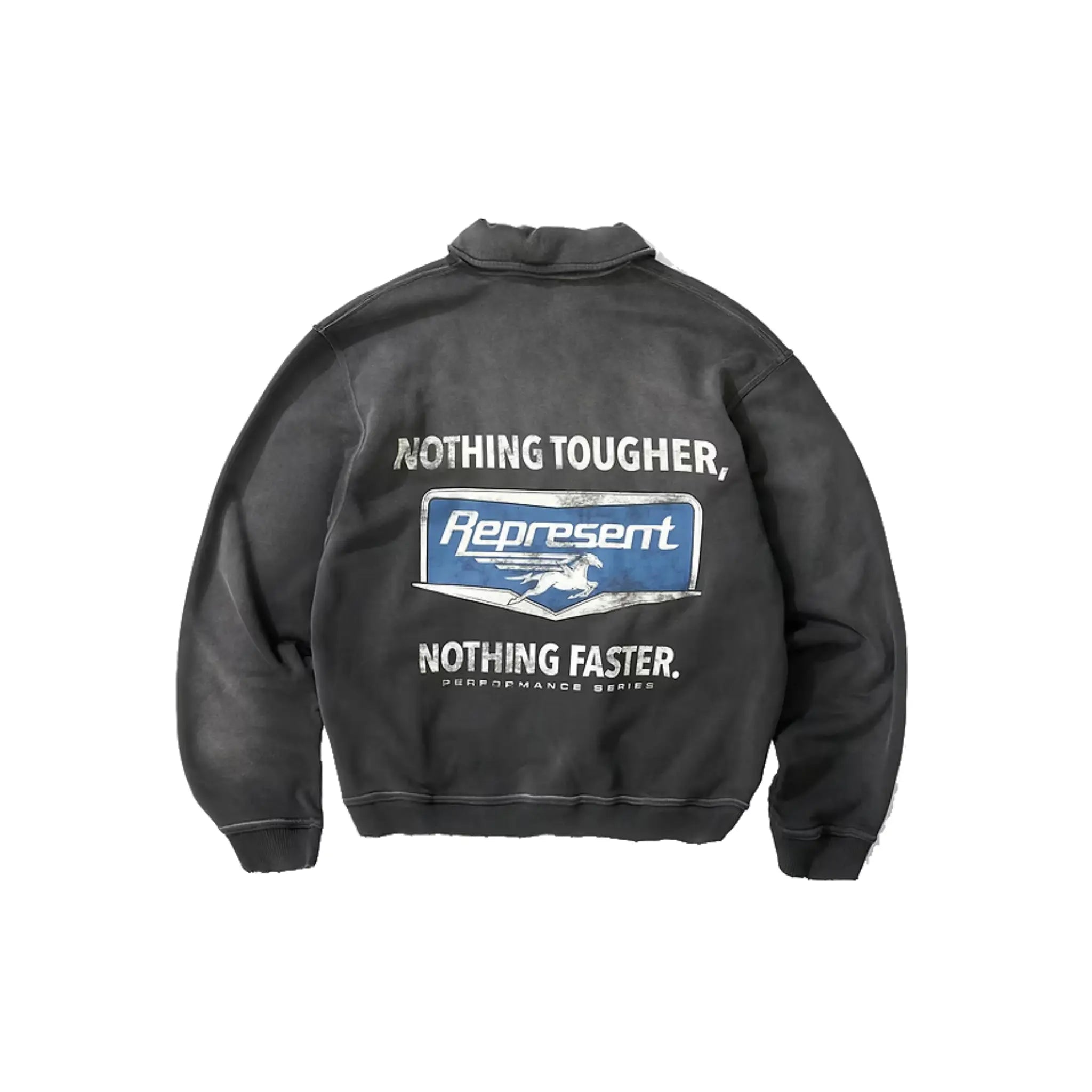 Represent Nothing Faster Quarter Zip Sweatshirt Stained Black