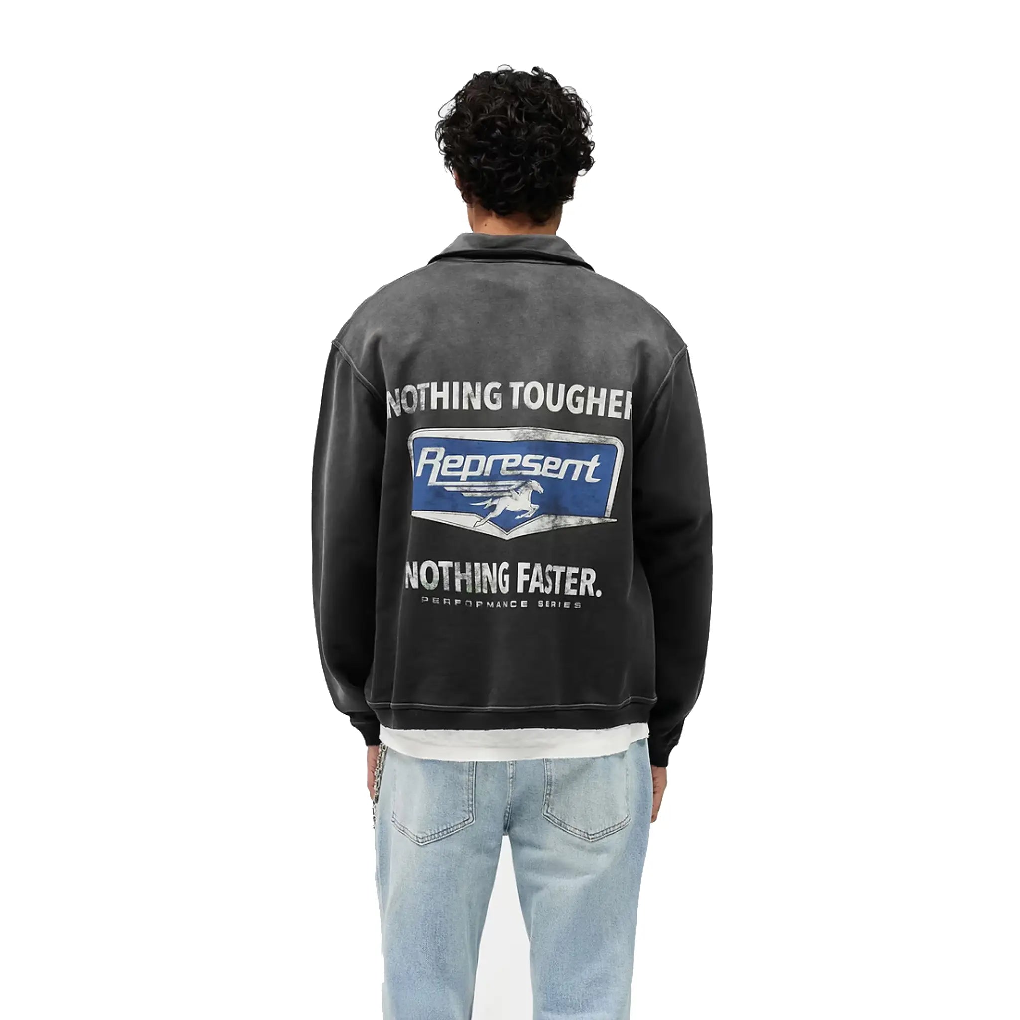 Represent Nothing Faster Quarter Zip Sweatshirt Stained Black