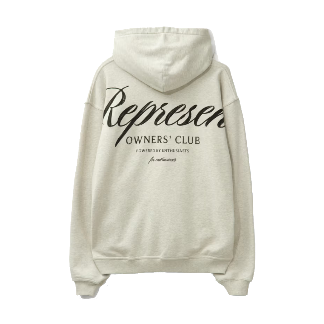 Represent Owners Club Script Hoodie Cream Marl
