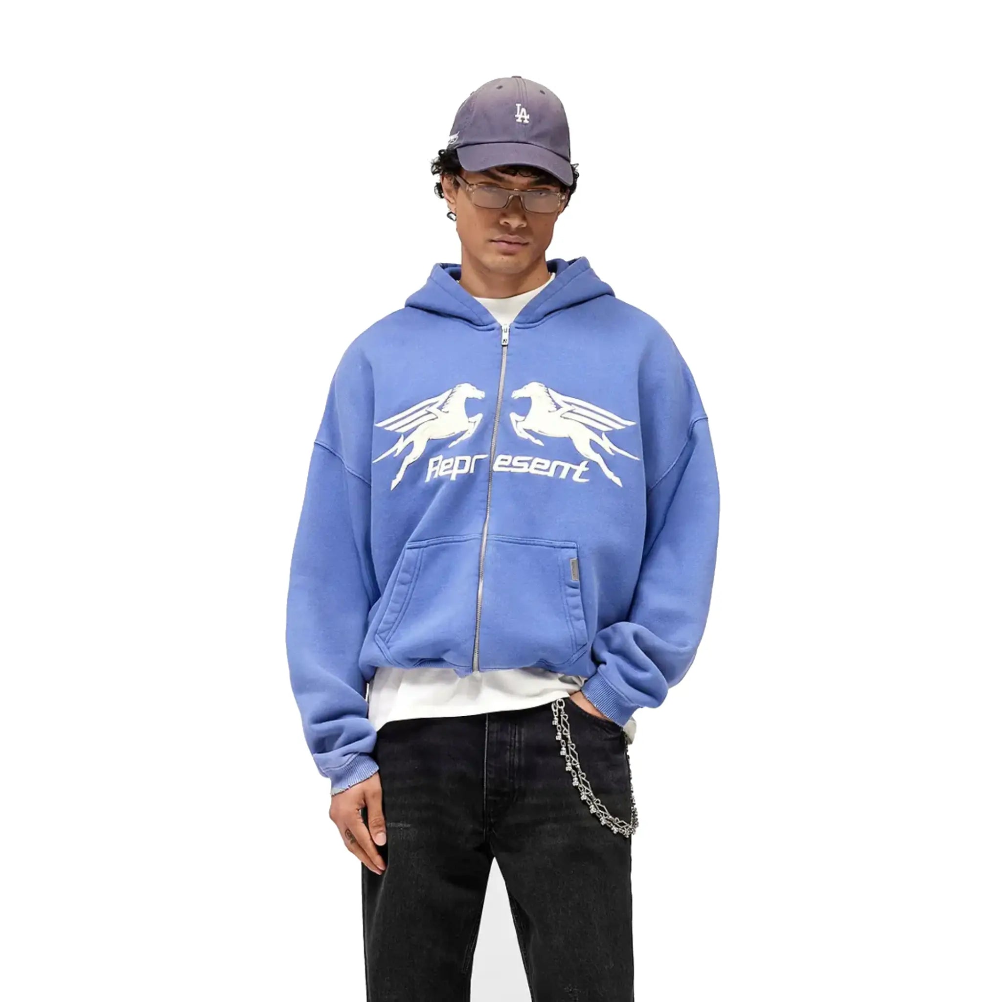 Represent Pegasus Zip Through Hoodie Indigo